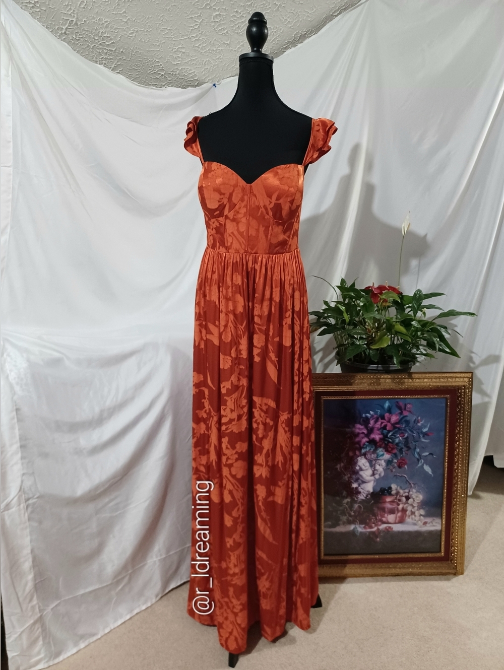 NWT Azazie Jianna Rust Flutter Sleeves Maxi Dress Size 18